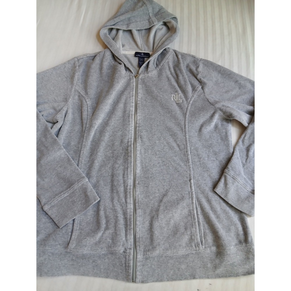 Lauren Ralph Lauren Track Suit Large XL Womens Velour Hooded Jacket Y2k - Picture 2 of 16